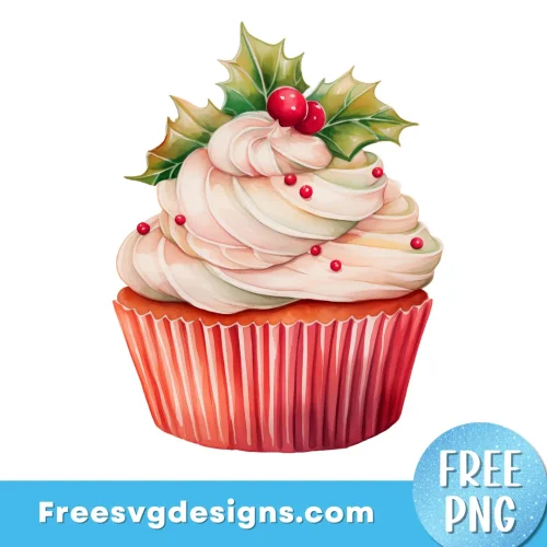 Christmas Cupcake PNG Free Sublimation Design